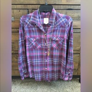 Plaid American Eagle Button Shirt NWOT